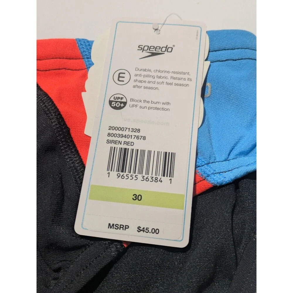 Speedo Eco Endurance Good Vibes Only‎ Siren Red Swim Brief Men's Size 30